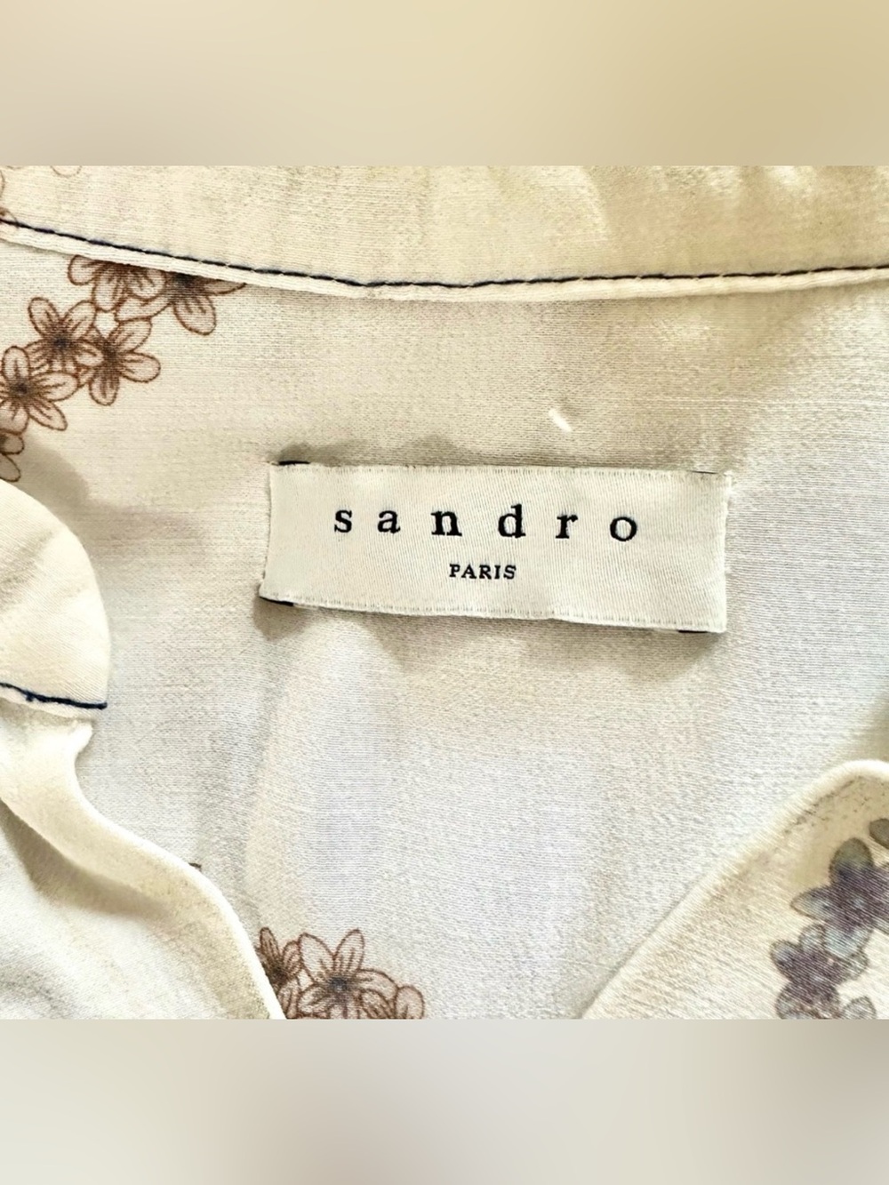 Sandro White Long Sleeve Midi Dress with Blue Heart Print, Size 6 - Picture 6 of 8